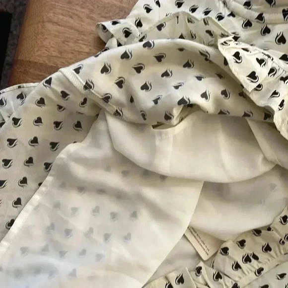 For love and lemons sweetheart ruffle mini dress size large cream black hearts - Picture 7 of 8